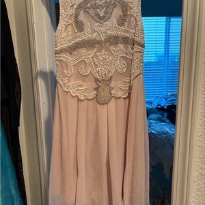 Elegant Pink and Silver Mini Dress